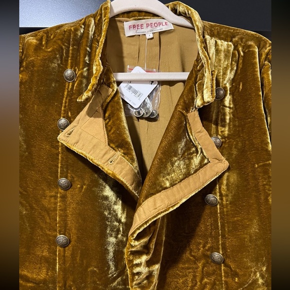 Free People Faye Velvet Moto Jacket Gold Mustard S | BNWT $228 - Picture 5 of 8